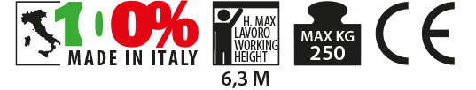 HW.BIG - Sollevatore di materiali, portata max di 250 Kg, h. max 6,3 m, regolazione manuale